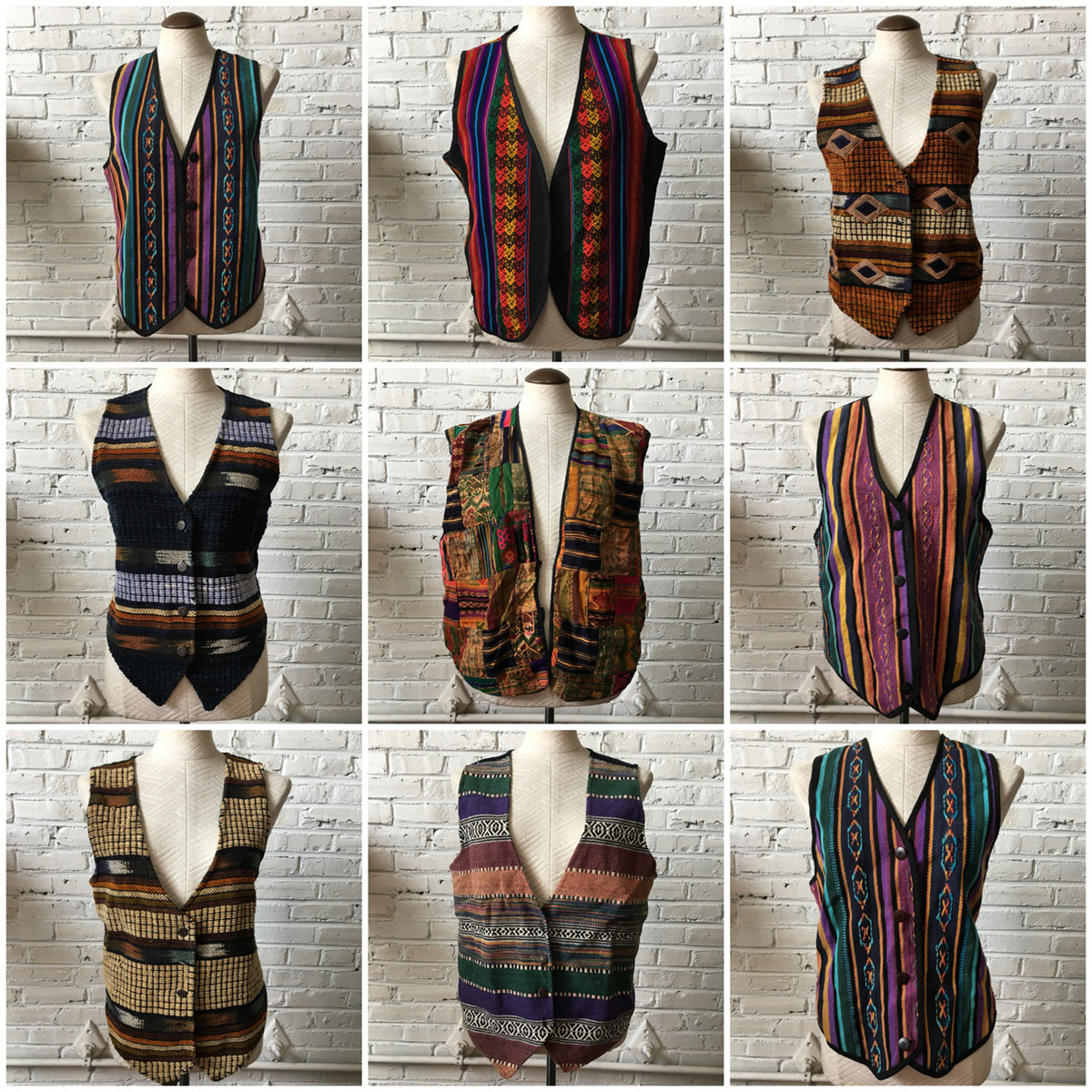 Womens crazy tapestry/woven/hippie Vests by the bundle Bulk Vintage
